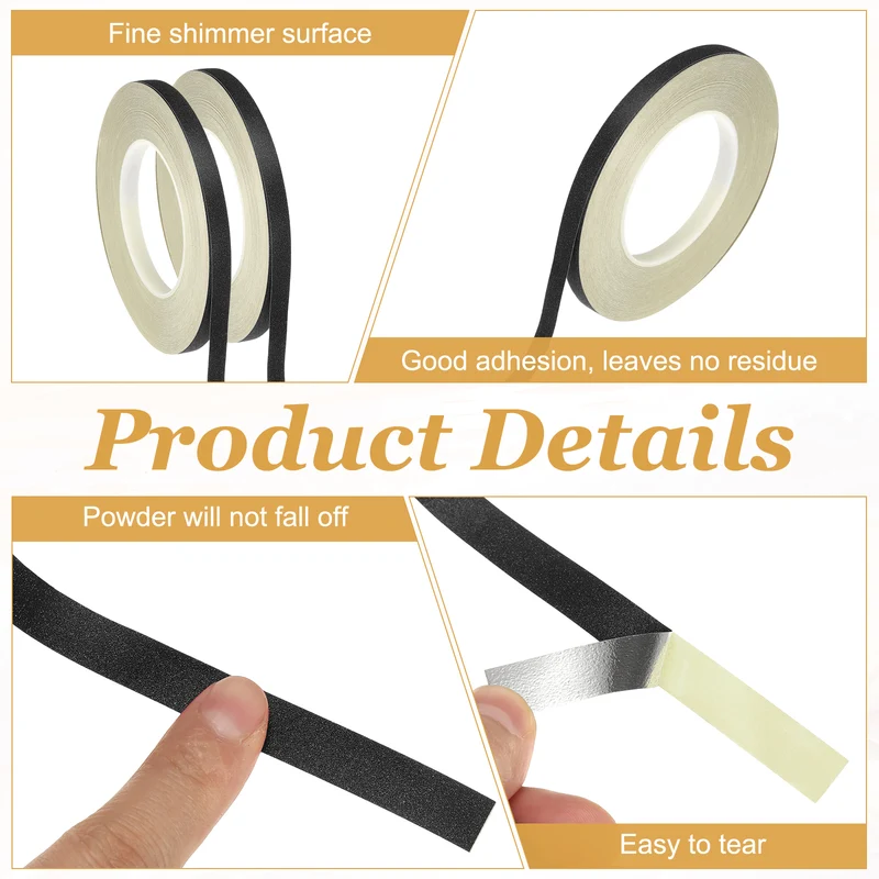 1 Rolls 0.2 Inch x 55 Yards Glitters Washi Tape Black]