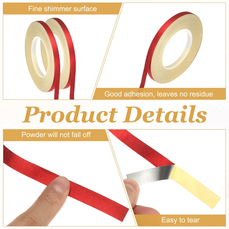 1 Rolls 0.2 Inch x 55 Yards Glitters Washi Tape Red]