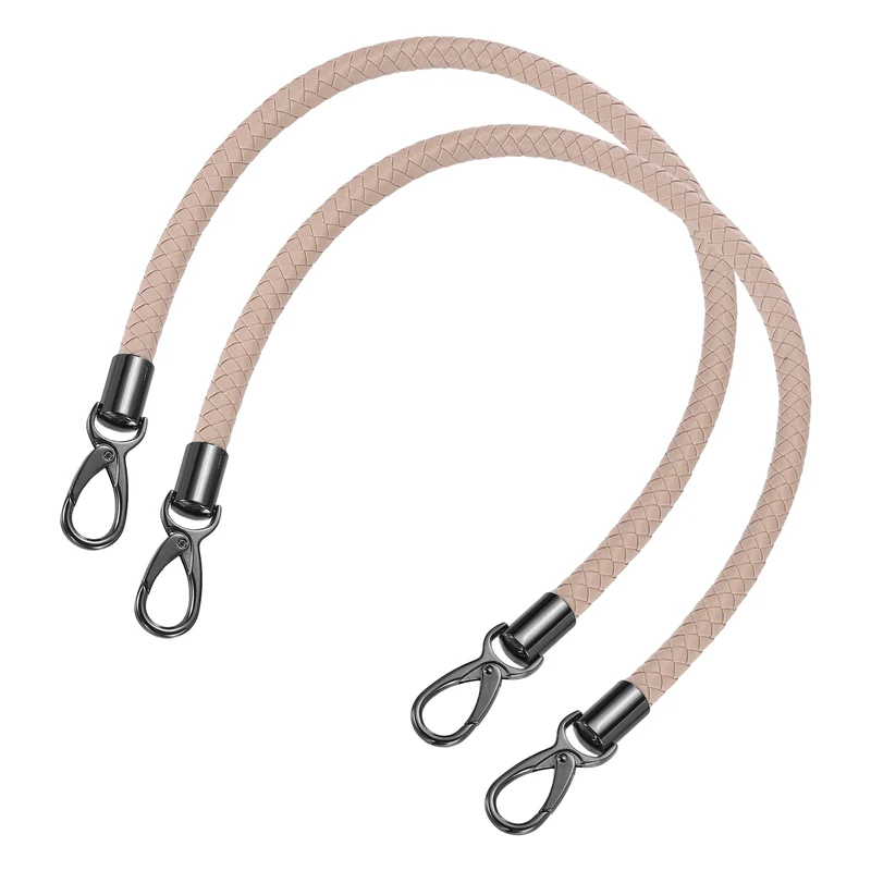 2Pcs 60cm Short Leather PU Braided Purse Replacement Handle - Light Pink, Black