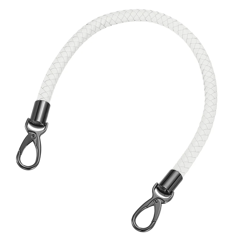 50cm Short Leather PU Braided Purse Replacement Handle - White, Black