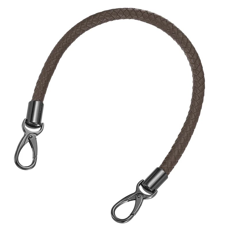 50cm Short Leather PU Braided Purse Replacement Handle Dark Coffee Black