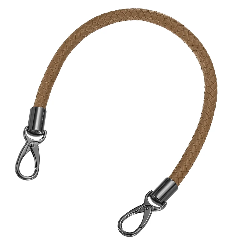 50cm Short Leather PU Braided Purse Replacement Handle - Coffee, Black