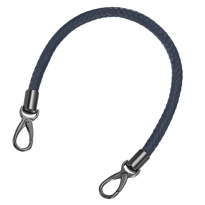 50cm Short Leather PU Braided Purse Replacement Handle - Dark Blue Black