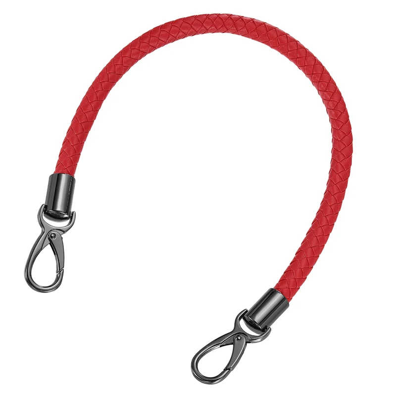 50cm Short Leather PU Braided Purse Replacement Handle - Red, Black