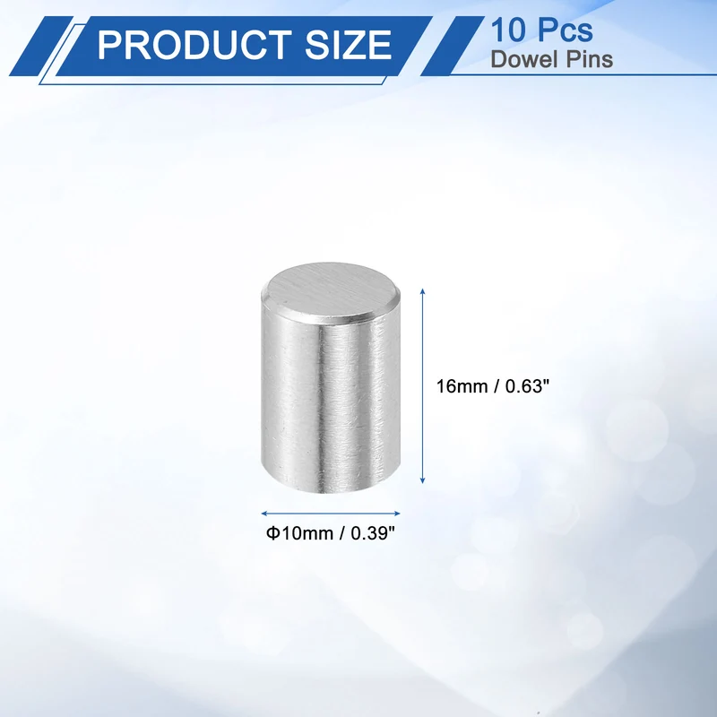 10 Pcs 10 mm x 16 mm Dowel Pins, 316L Stainless Steel Shelf Support Peg Pin