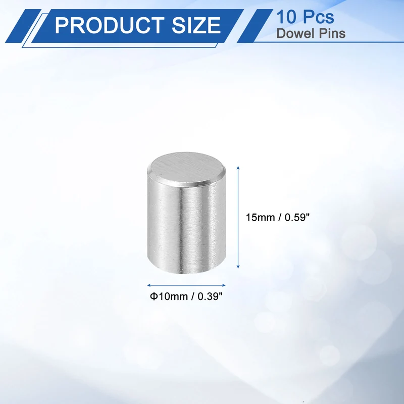 10 Pcs 10 mm x 15 mm Dowel Pins, 316L Stainless Steel Shelf Support Peg Pin