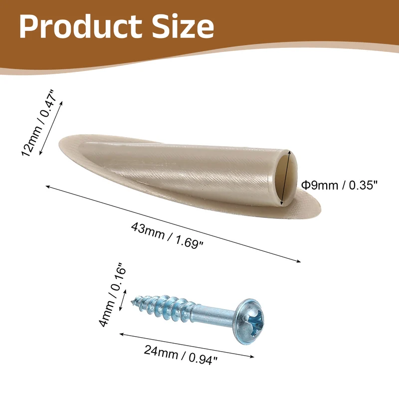 100Pcs 9mm Plastic Pocket Hole Plugs with Pocket Screws, Wood Grain Brown