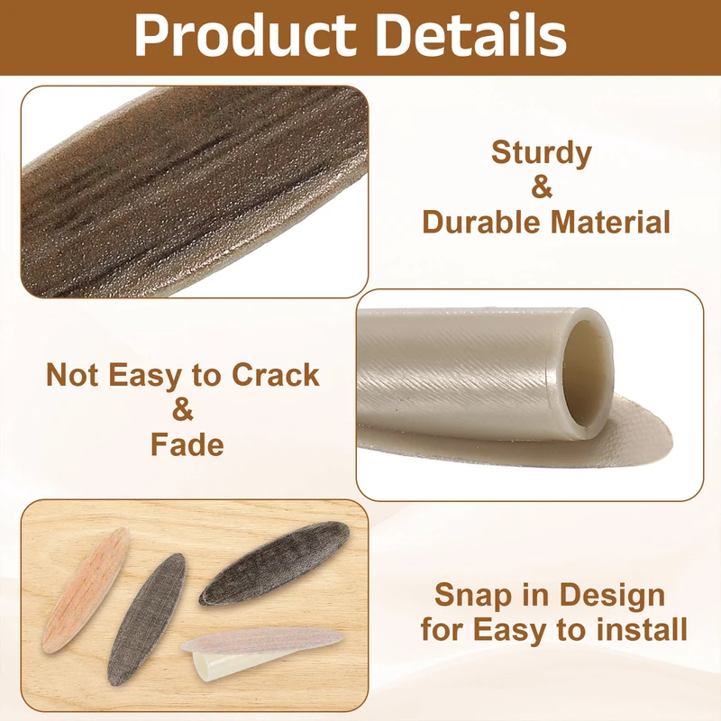 100Pcs 9mm Plastic Pocket Hole Plugs with Pocket Screws, Wood Grain Brown