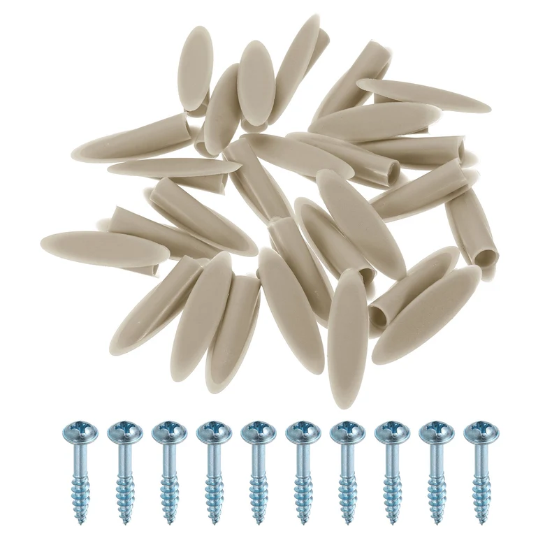 100Pcs 9mm Plastic Pocket Hole Plugs with Pocket Screws, Khaki Gray