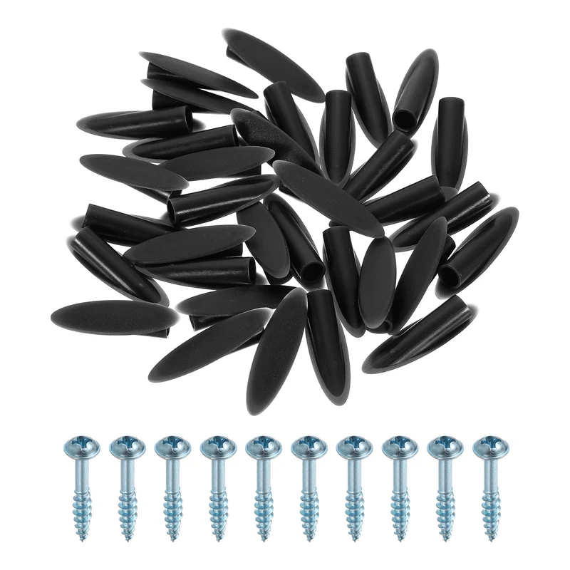 100Pcs 9mm Plastic Pocket Hole Plugs with Pocket Screws, Black