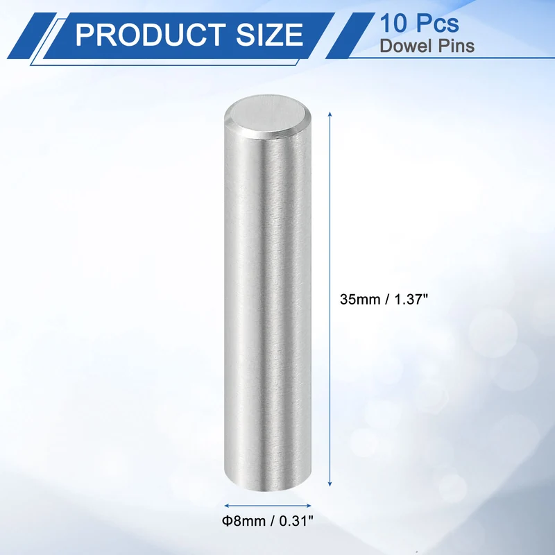 10Pcs 8mm x 35mm Dowel Pins 316L Stainless Steel Shelf Support Peg Pin