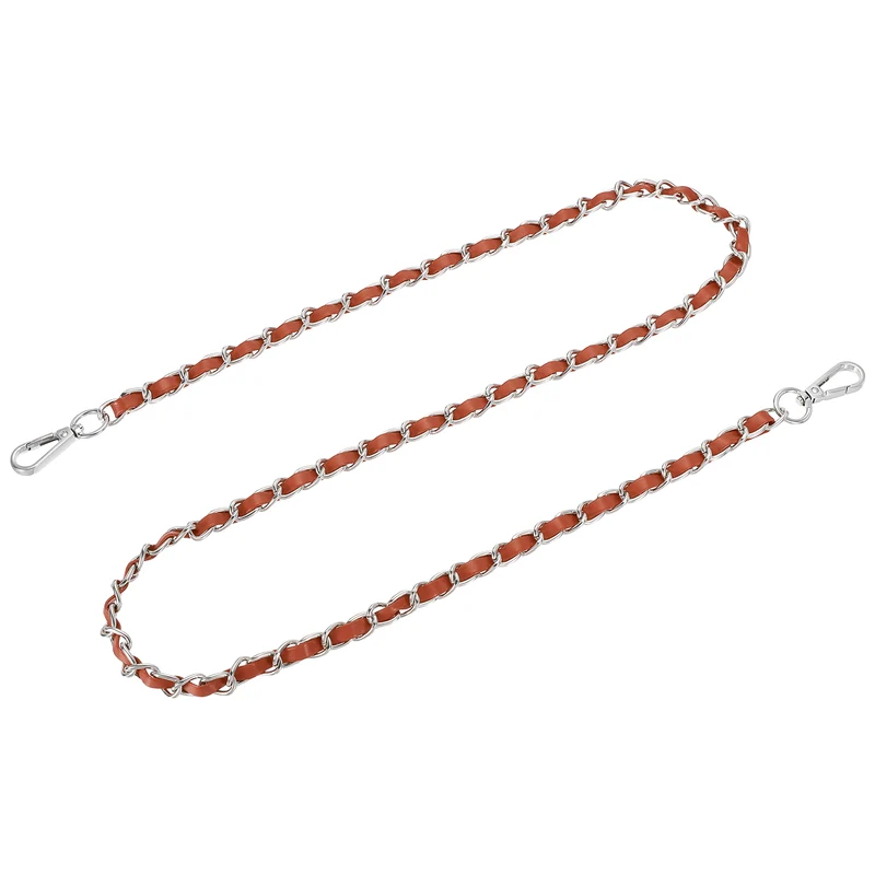 47" Purse Strap with Buckle for Shoulder and Cross Body(Brown+Silver)