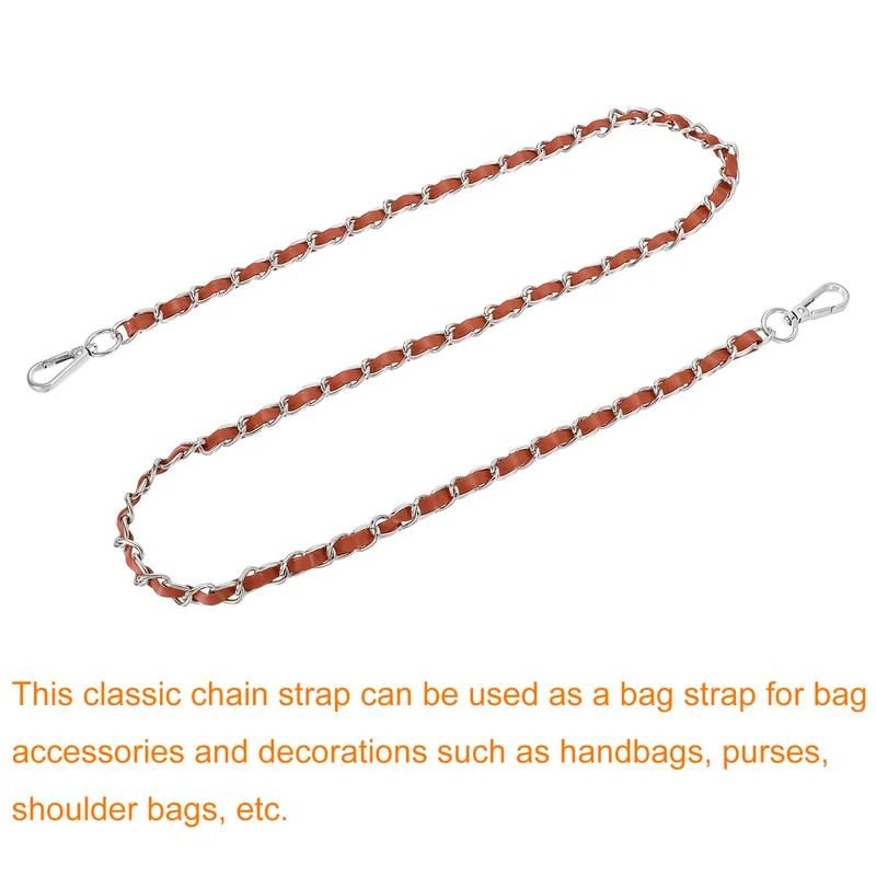 47" Purse Strap with Buckle for Shoulder and Cross Body(Brown+Silver)