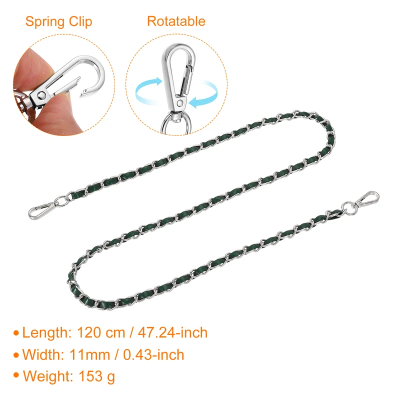 47" Purse Strap with Buckle for Shoulder and Cross Body(Green+Silver)