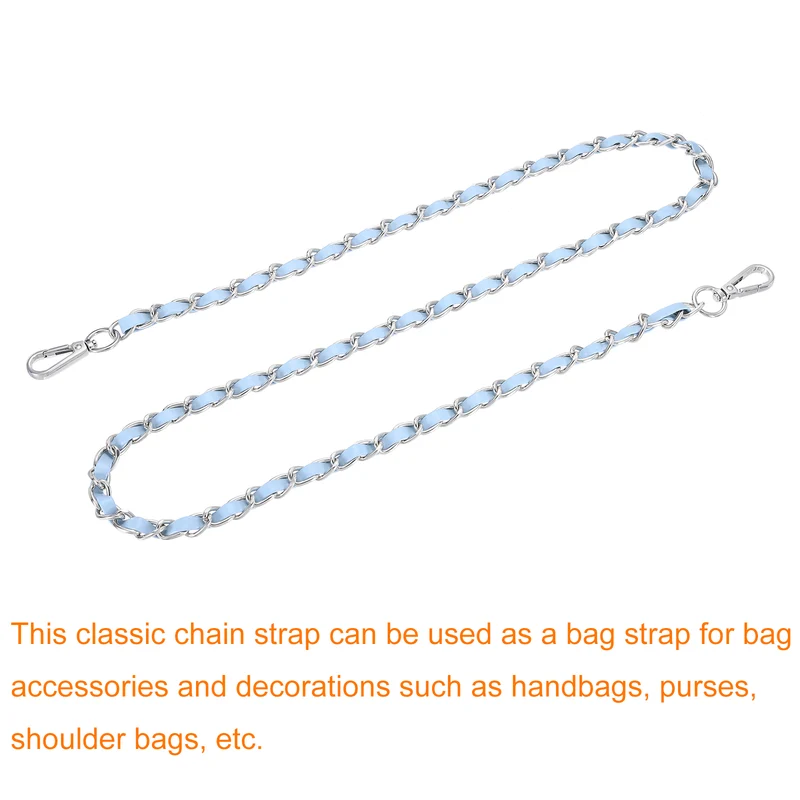 47" Purse Strap with Buckle for Shoulder and Cross Body(Sky Blue+Silver)