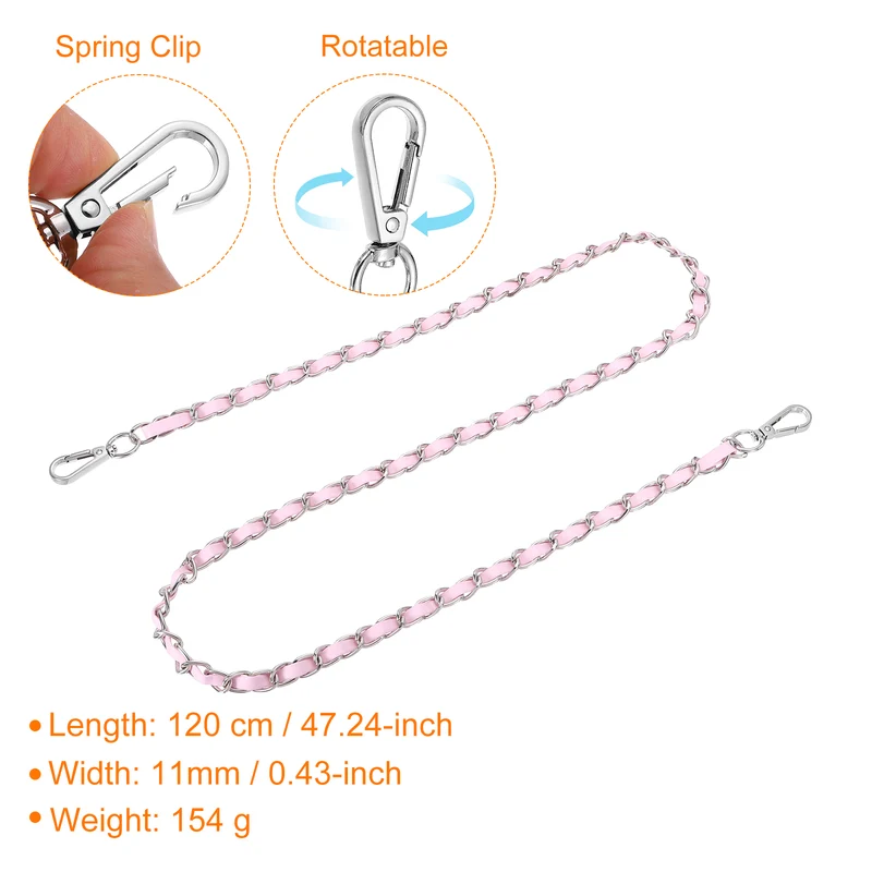 47" Purse Strap with Buckle for Shoulder and Cross Body(Pink+Silver)