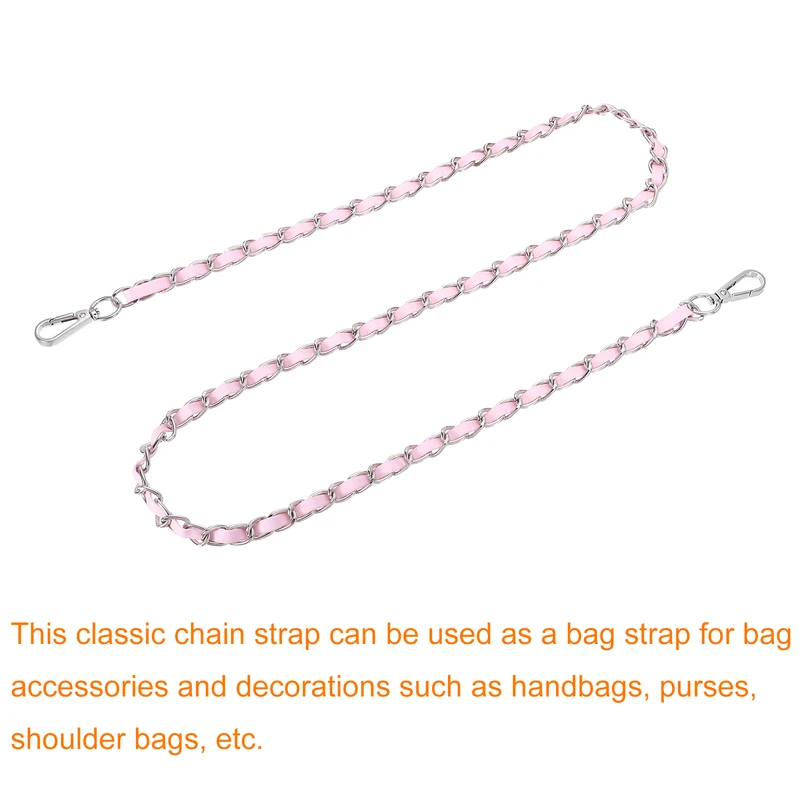 47" Purse Strap with Buckle for Shoulder and Cross Body(Pink+Silver)
