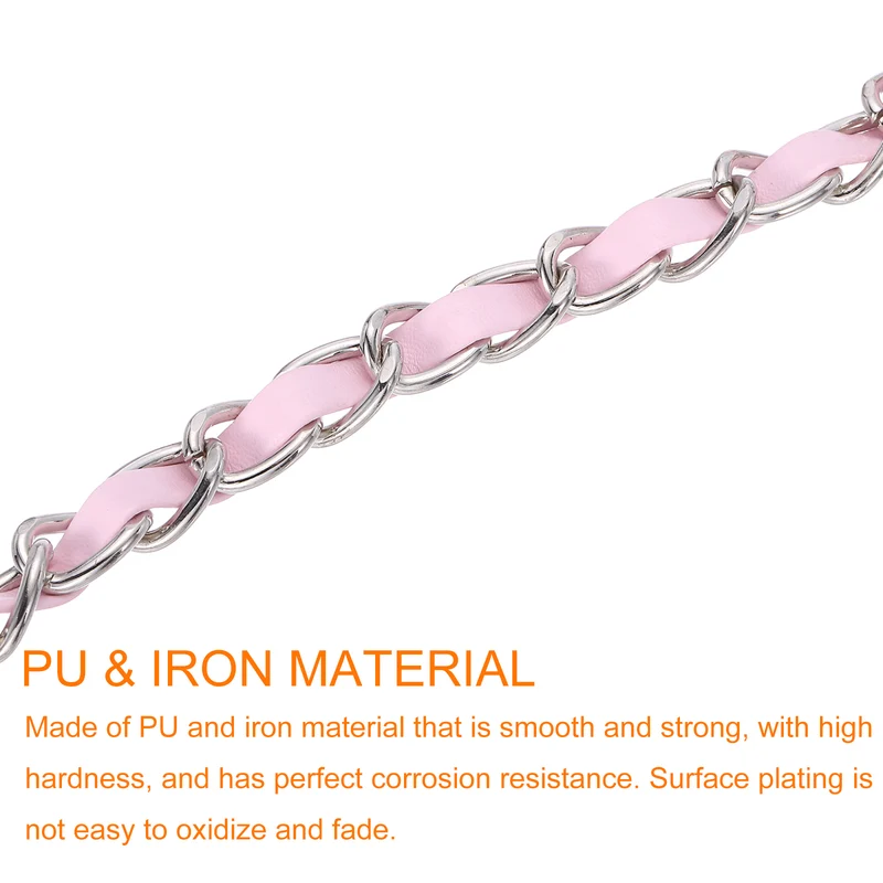 47" Purse Strap with Buckle for Shoulder and Cross Body(Pink+Silver)