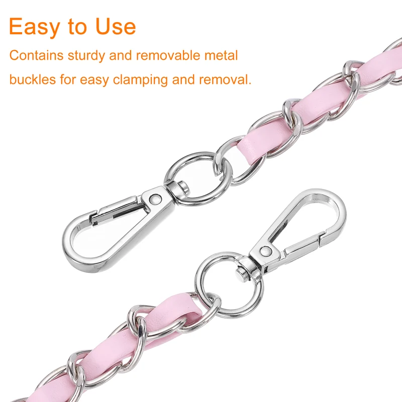 47" Purse Strap with Buckle for Shoulder and Cross Body(Pink+Silver)