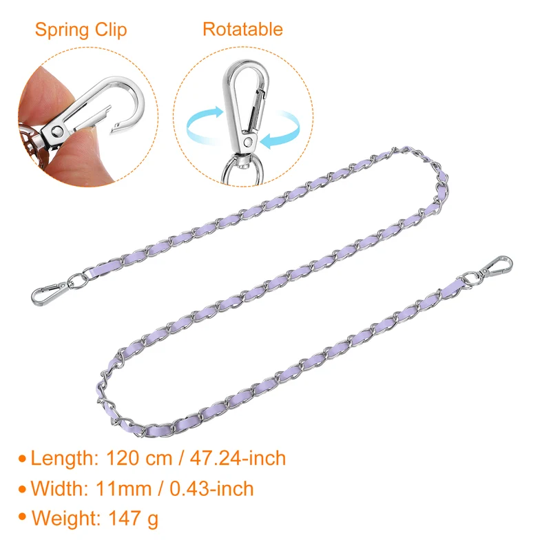 47" Purse Strap with Buckle for Shoulder and Cross Body(Purple+Silver)