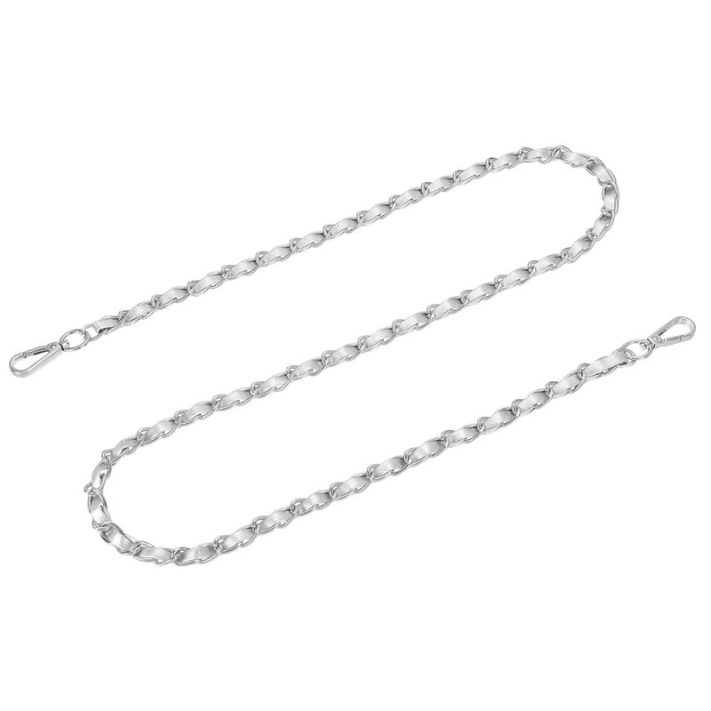 47" Purse Strap with Buckle for Shoulder and Cross Body(Silver+Silver)