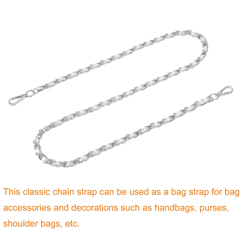 47" Purse Strap with Buckle for Shoulder and Cross Body(Silver+Silver)