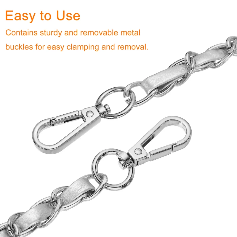 47" Purse Strap with Buckle for Shoulder and Cross Body(Silver+Silver)