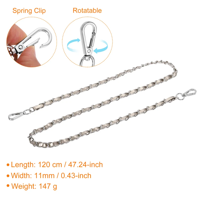 47" Purse Strap with Buckle for Shoulder and Cross Body(Gold+Silver)