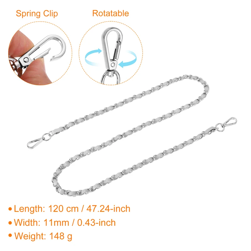 47" Purse Strap with Buckle for Shoulder and Cross Body(Gray+Silver)