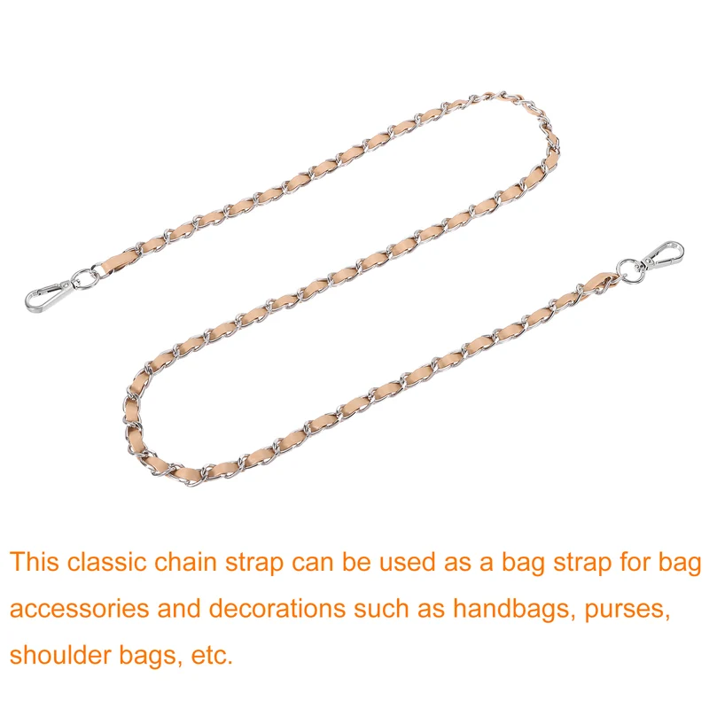 47" Purse Strap with Buckle for Shoulder and Cross Body(Khaki+Silver)