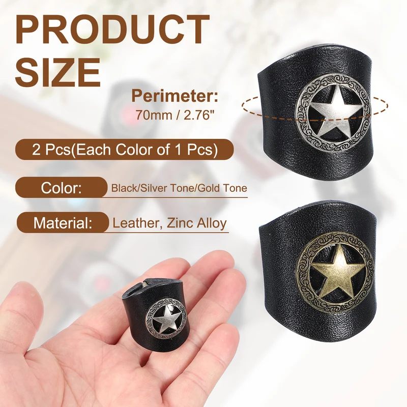 Western Bandana Scarf Ring, Star Scarf Ring-2Pcs(Black/Silver Tone/Gold Tone)