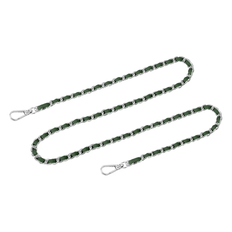 Purse Strap, 39" Leather for Shoulder and Cross Body Strap (Green, Silver)