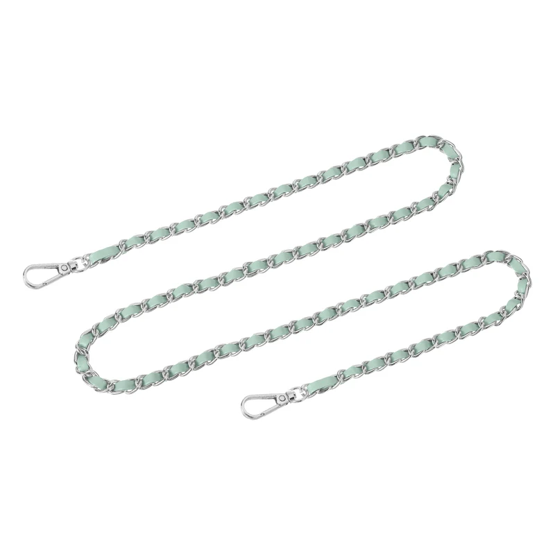 Purse Strap, 39" Leather for Shoulder and Cross Body Strap (Light Green, Silver)