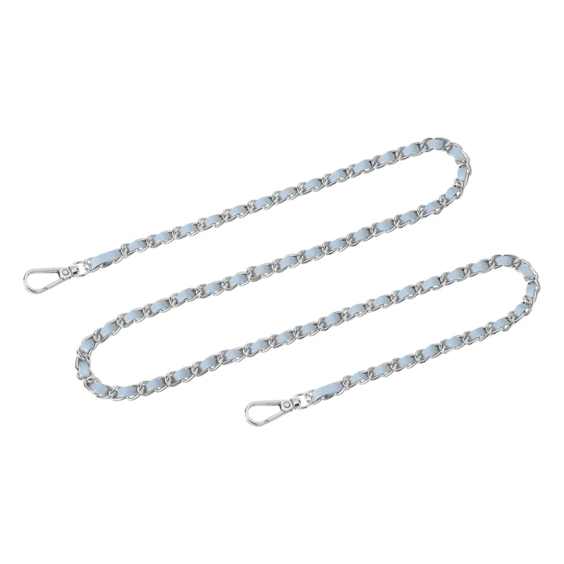 Purse Strap, 39" Leather for Shoulder and Cross Body Strap (Sky Blue, Silver)