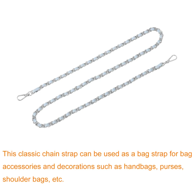 Purse Strap, 39" Leather for Shoulder and Cross Body Strap (Sky Blue, Silver)