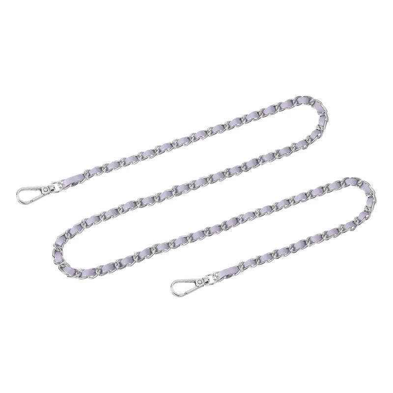 Purse Strap, 39" Leather for Shoulder and Cross Body Strap (Purple, Silver)
