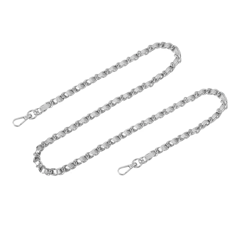 Purse Strap, 39" Leather for Shoulder and Cross Body Strap (Silver, Silver)