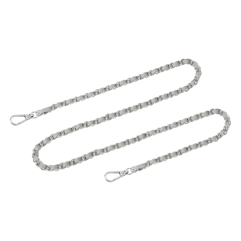 Purse Strap, 39" Leather for Shoulder and Cross Body Strap (Gray, Silver)