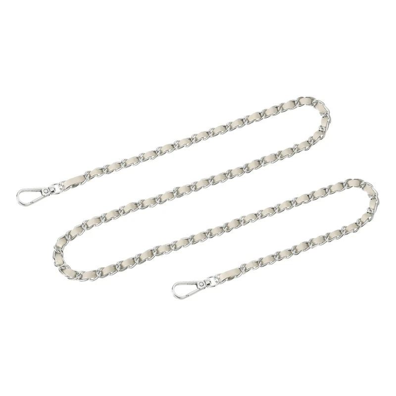 Purse Strap, 39" Leather for Shoulder and Cross Body Strap (Beige, Silver)