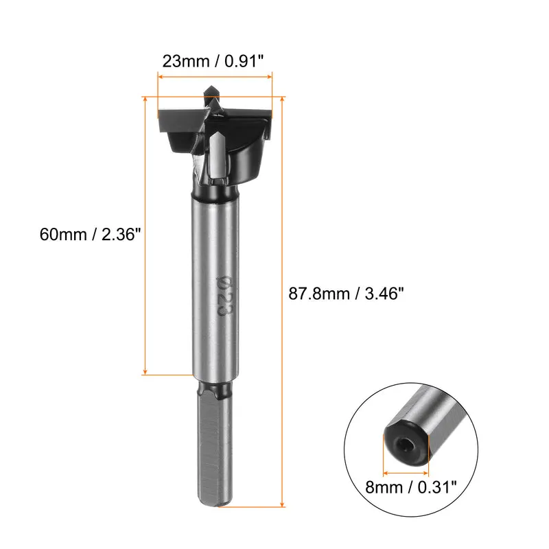 2pcs Forstner Drill Bit 23mm (29/32") K30/C1 Carbide Wood Hinge Hole Opener