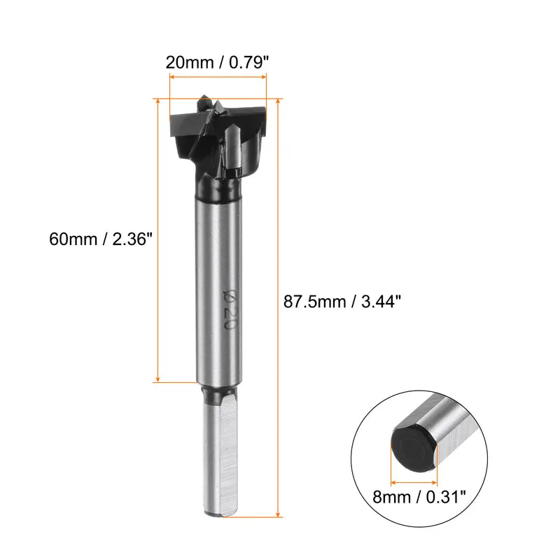 2pcs Forstner Drill Bit 20mm (25/32") K30/C1 Carbide Wood Hinge Hole Opener