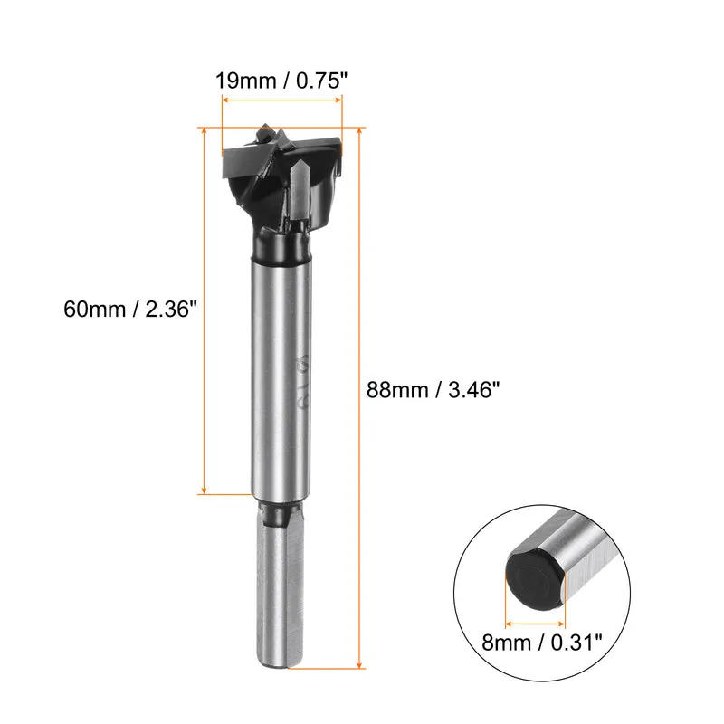 2pcs Forstner Drill Bit 19mm (3/4") K30/C1 Carbide Wood Hinge Hole Opener