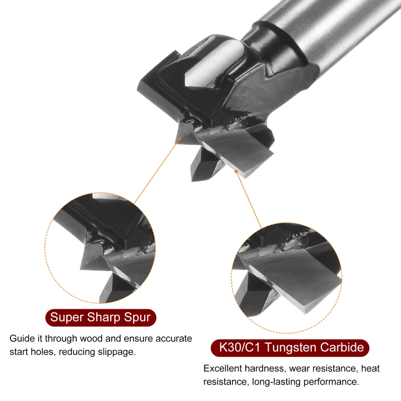 2pcs Forstner Drill Bit 17mm (11/16") K30/C1 Carbide Wood Hinge Hole Opener