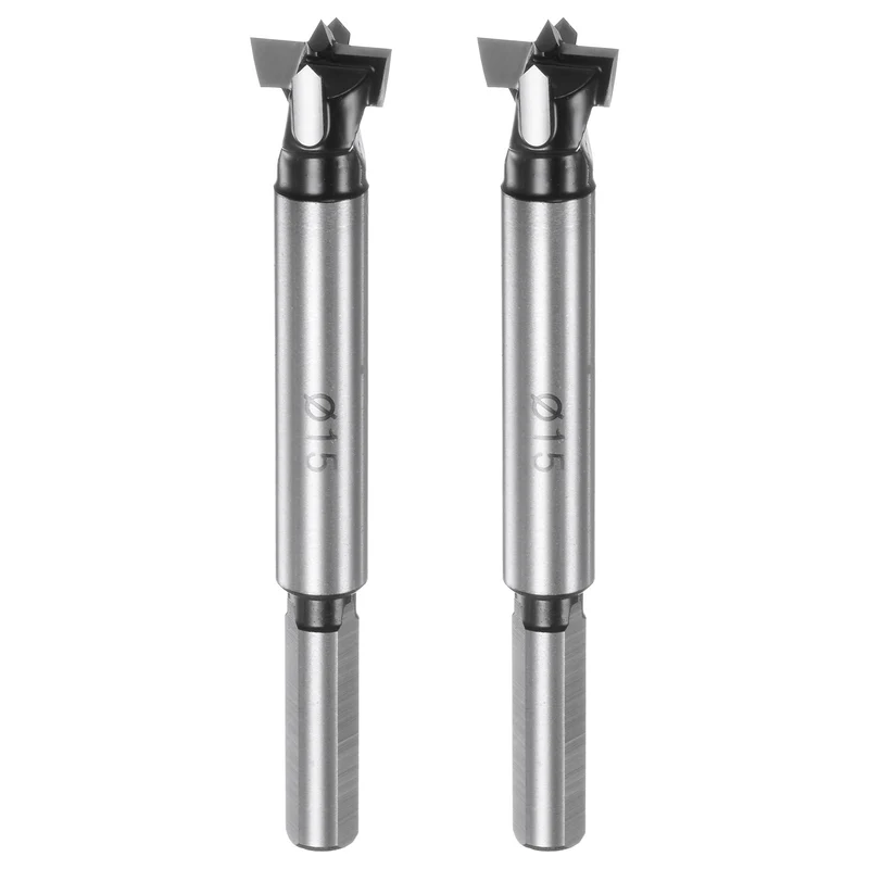 2pcs Forstner Drill Bit 15mm (19/32") K30/C1 Carbide Wood Hinge Hole Opener