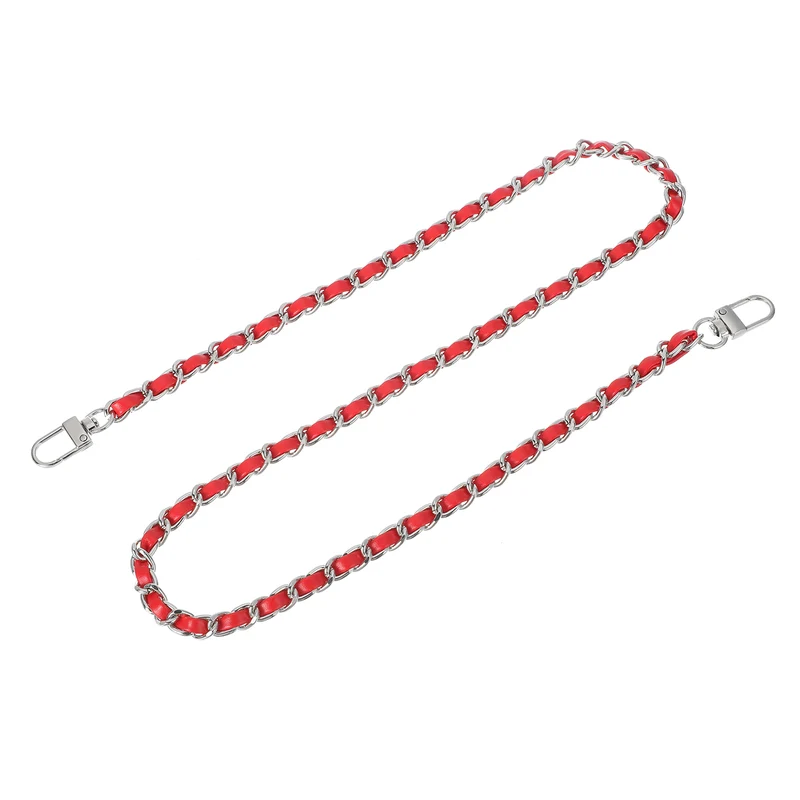 32" Purse Chain Strap with Buckles for Shoulder (Red + Silver)
