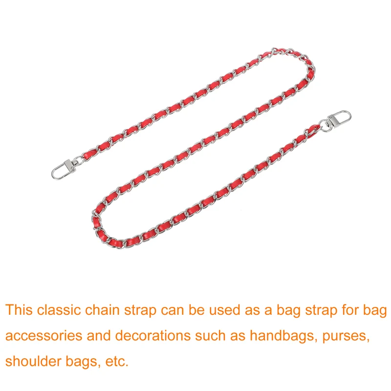32" Purse Chain Strap with Buckles for Shoulder (Red + Silver)