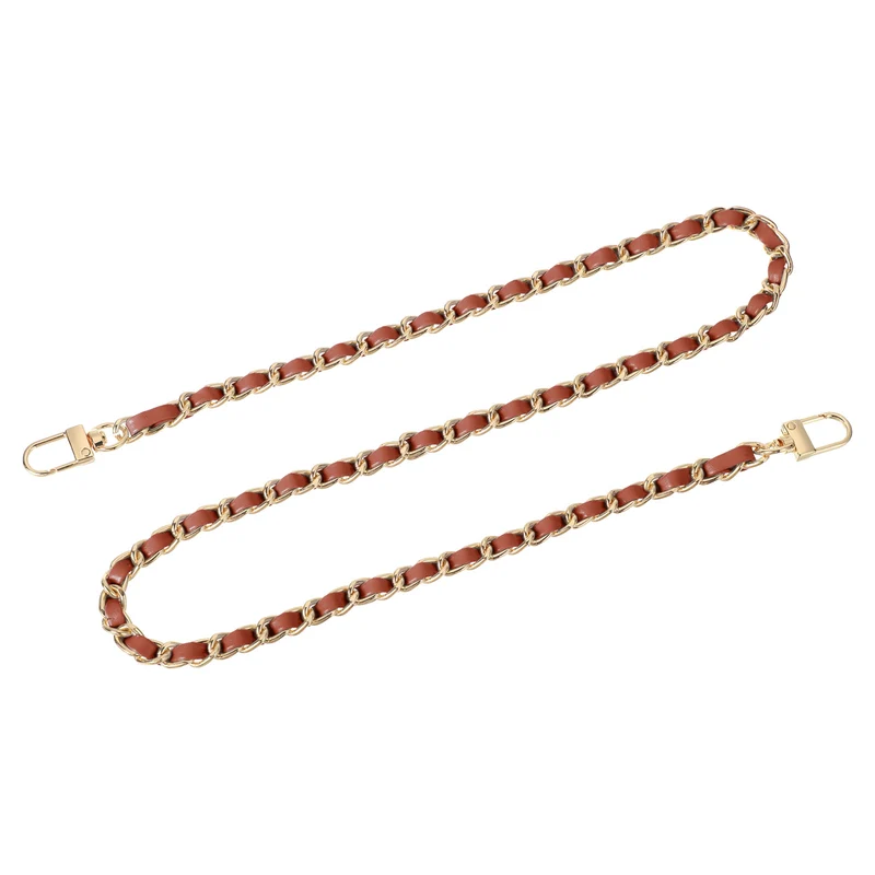 32" Purse Chain Strap with Buckles for Shoulder (Brown + Gold)