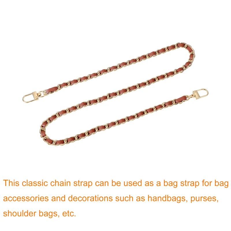 32" Purse Chain Strap with Buckles for Shoulder (Brown + Gold)