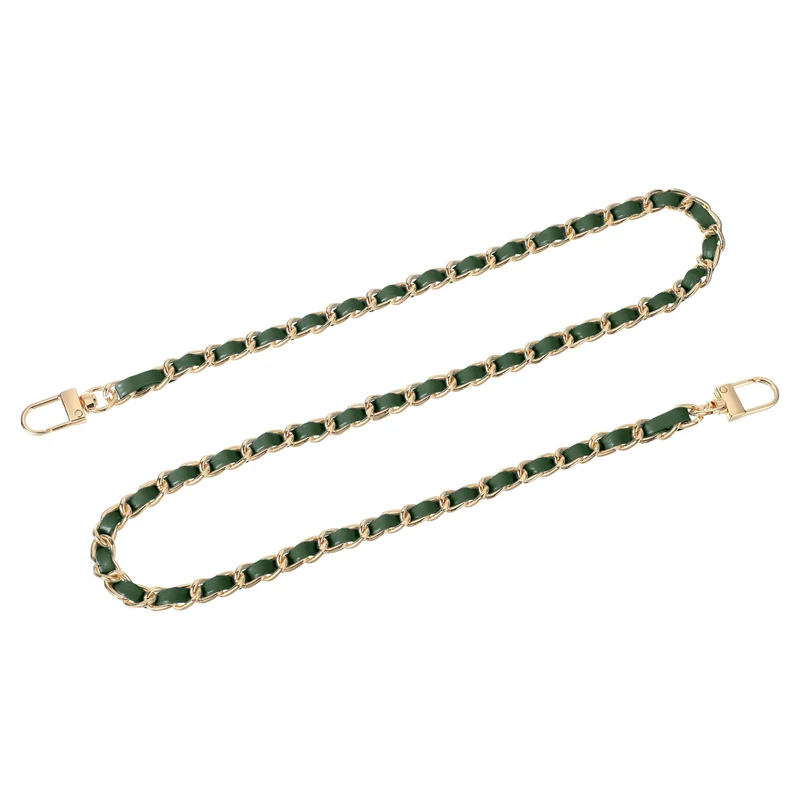32" Purse Chain Strap with Buckles for Shoulder (Green + Gold)