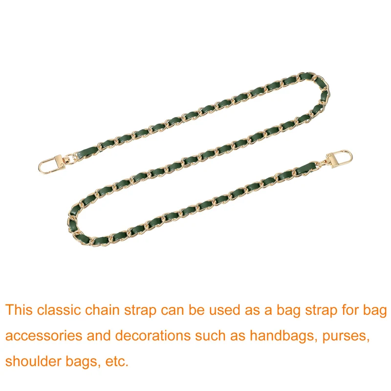 32" Purse Chain Strap with Buckles for Shoulder (Green + Gold)